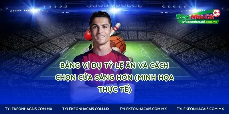 Bảng ví dụ tỷ lệ ăn và cách chọn cửa sáng hơn (minh họa thực tế)